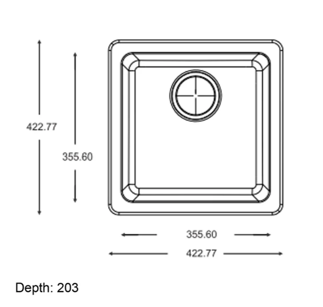 Granite Single Bowl Sink – 422 × 422 × 203 mm