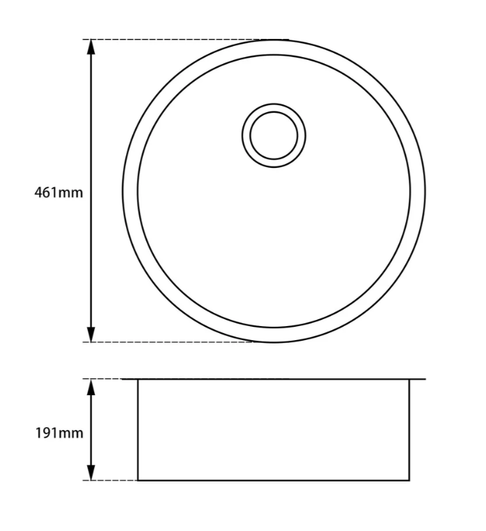 Granite Round Single Bowl Sink – 460 mm