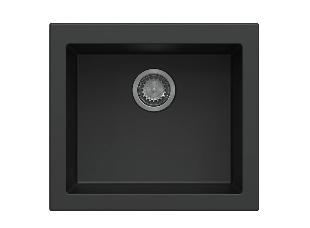 Carysil Maples Black Single Bowl Granite Kitchen Sink 540×473x240mm