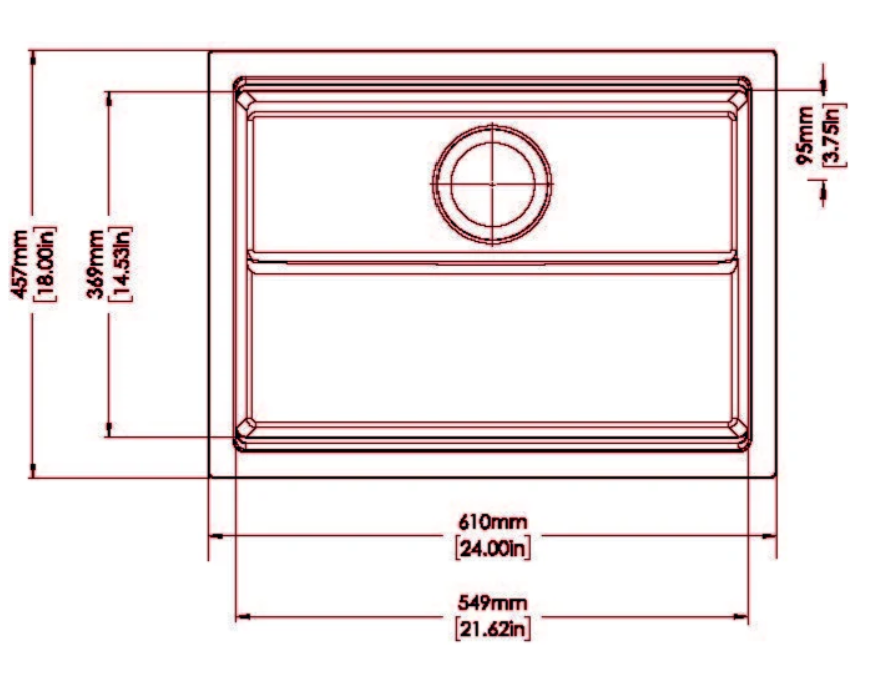 Carysil Harmony Single Bowl Granite Kitchen Sink 610×457×253mm