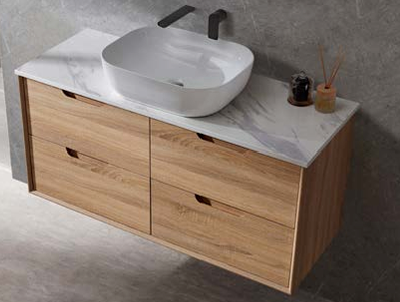 Mina Wall Hung Vanity Cabinet with Ceramic or Flat Stone Top