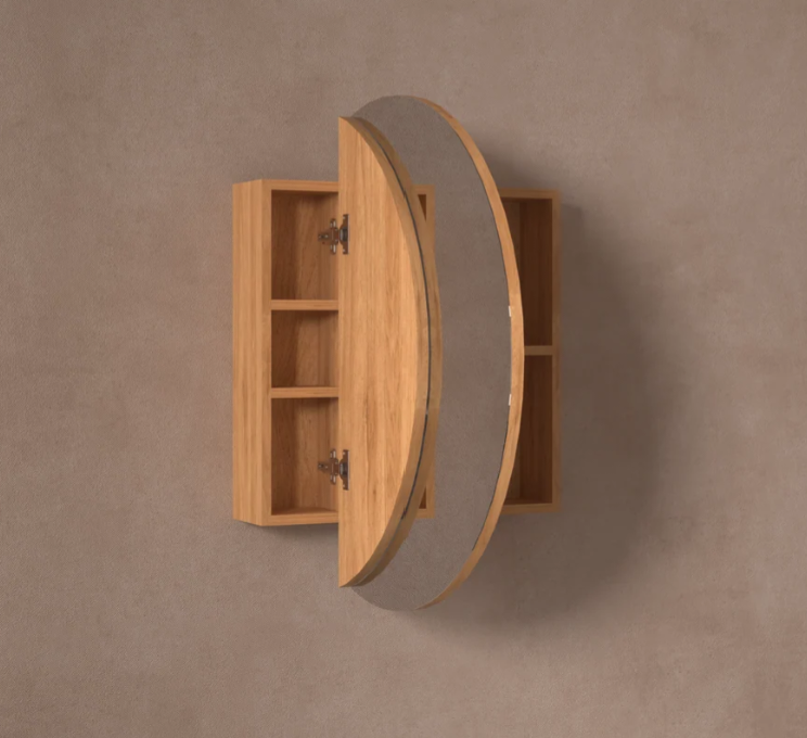 CARYSIL Orbit Series Round 800x800mm Walnut Shaving Cabinet