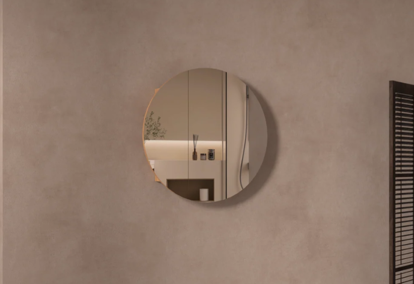 CARYSIL Orbit Series Round 800x800mm Walnut Shaving Cabinet