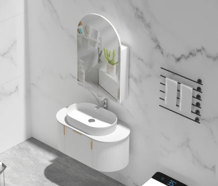 CARYSIL Imperial 600x900mm Matte White Arch Shaving Cabinet