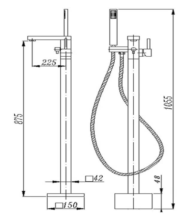 Freestanding Bath Mixer With Handheld Shower