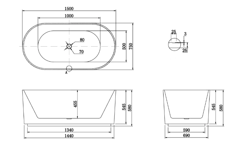 Berri Freestanding Fluted Bathtub