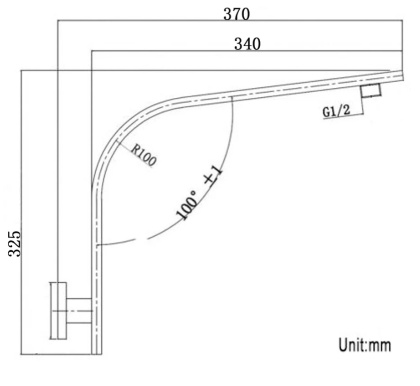 Square Gooseneck Wall Shower Arm