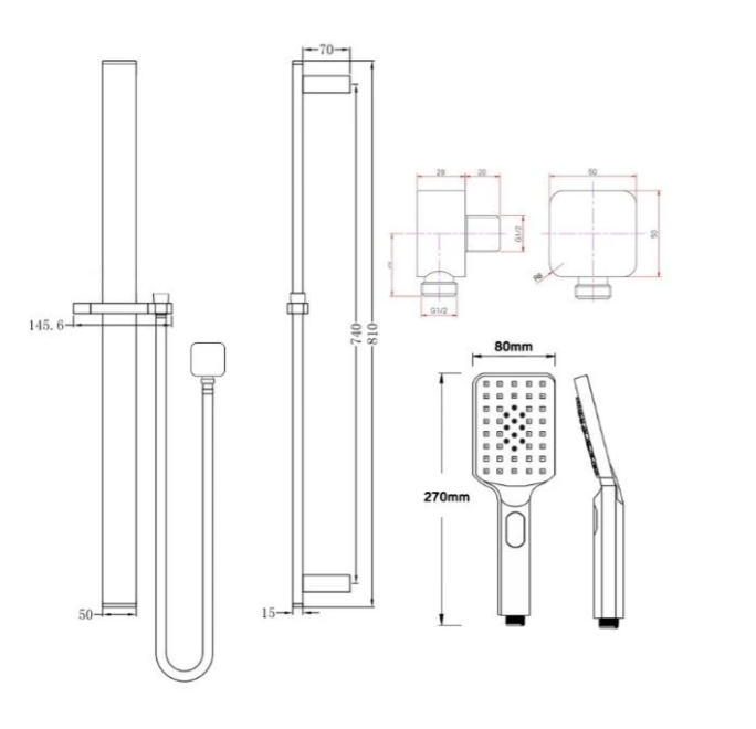 The Executive 3-Function Square Rail Shower System
