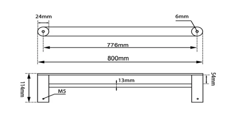 800mm Double Towel Rail | 304 Stainless Steel Dual Towel Bar