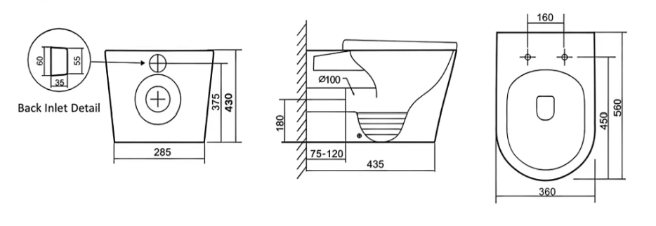Complete In-Wall Toilet System | Carysil Rimless Pan, Geberit Cistern & SS304 Flush Plate