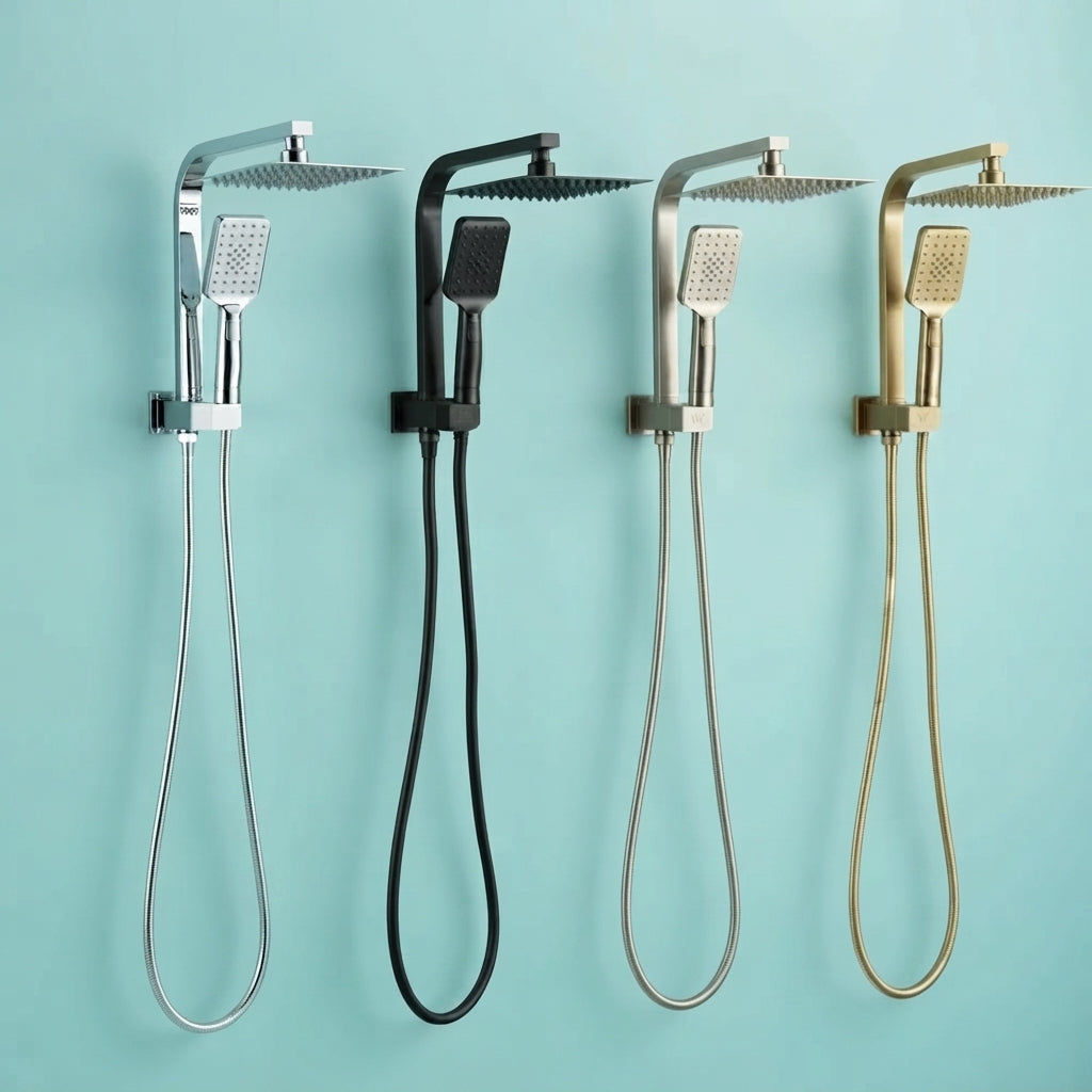 Square Multi‑Function Twin Half Rail Shower (Bottom Inlet)
