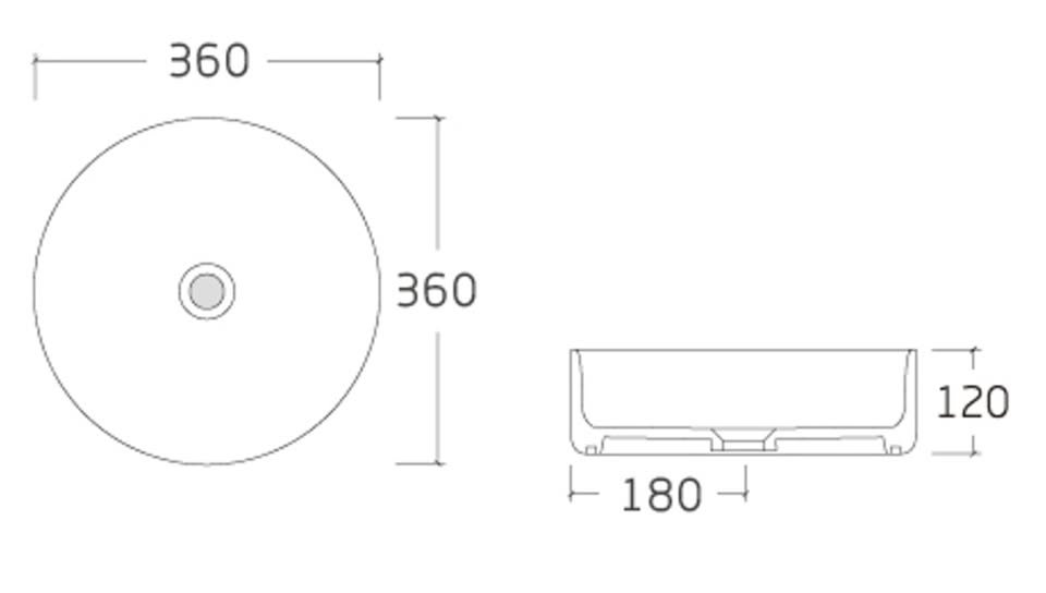 Fluted ceramic counter top basin 360x360x120mm