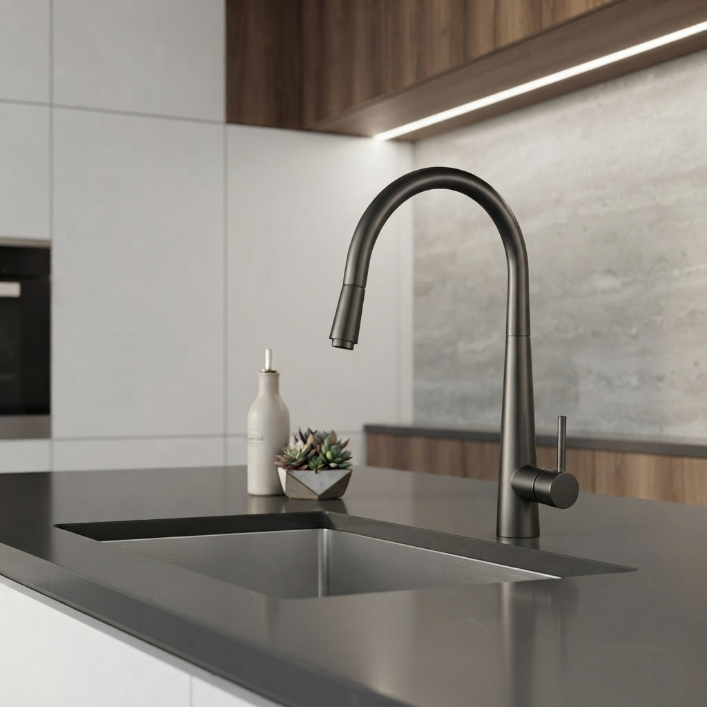 Gun Metal Grey Pull‑Out Kitchen Mixer
