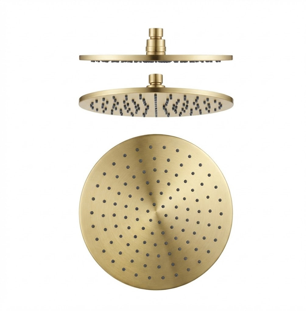 Round 250mm - Solid Brass Rainfall Shower Head