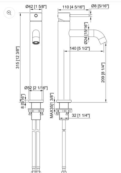 Pin Handle Tall Basin Mixer Tap Lead free