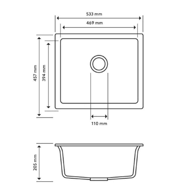 Carysil Salsa Granite Sink – 533 x 457 x 200mm