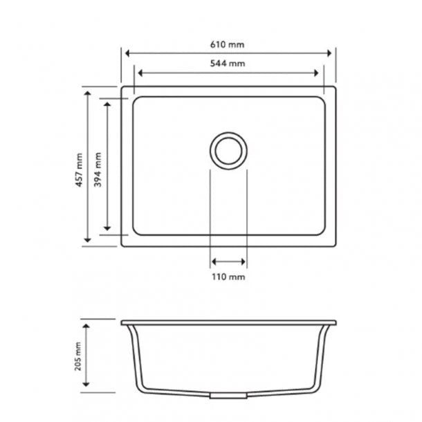 Carysil Big Bowl Granite Sink – 610 x 457 x 205mm