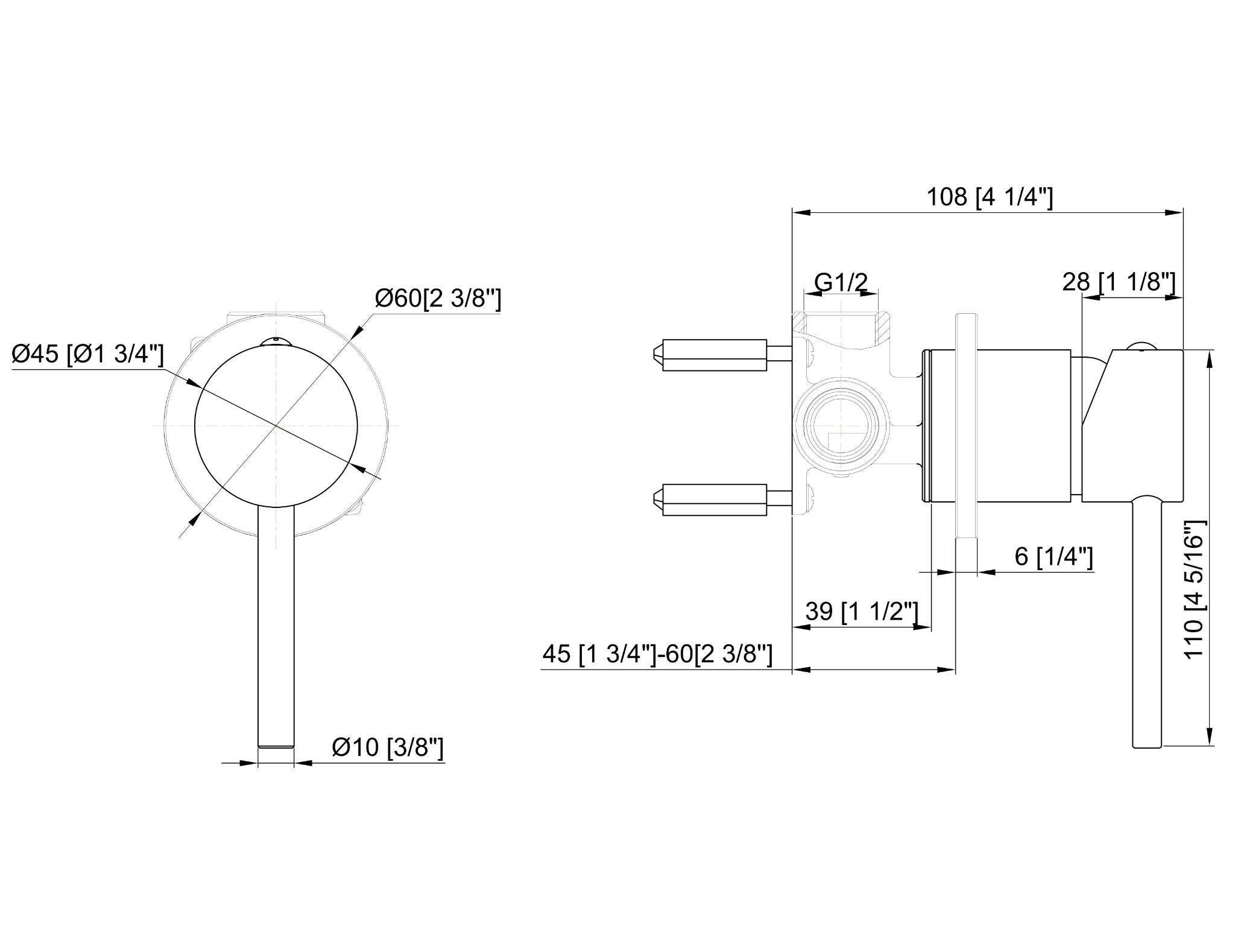 Luana Interiors -Round Bath Shower Mixer in 3 Selectable Colors (Slim Trim)